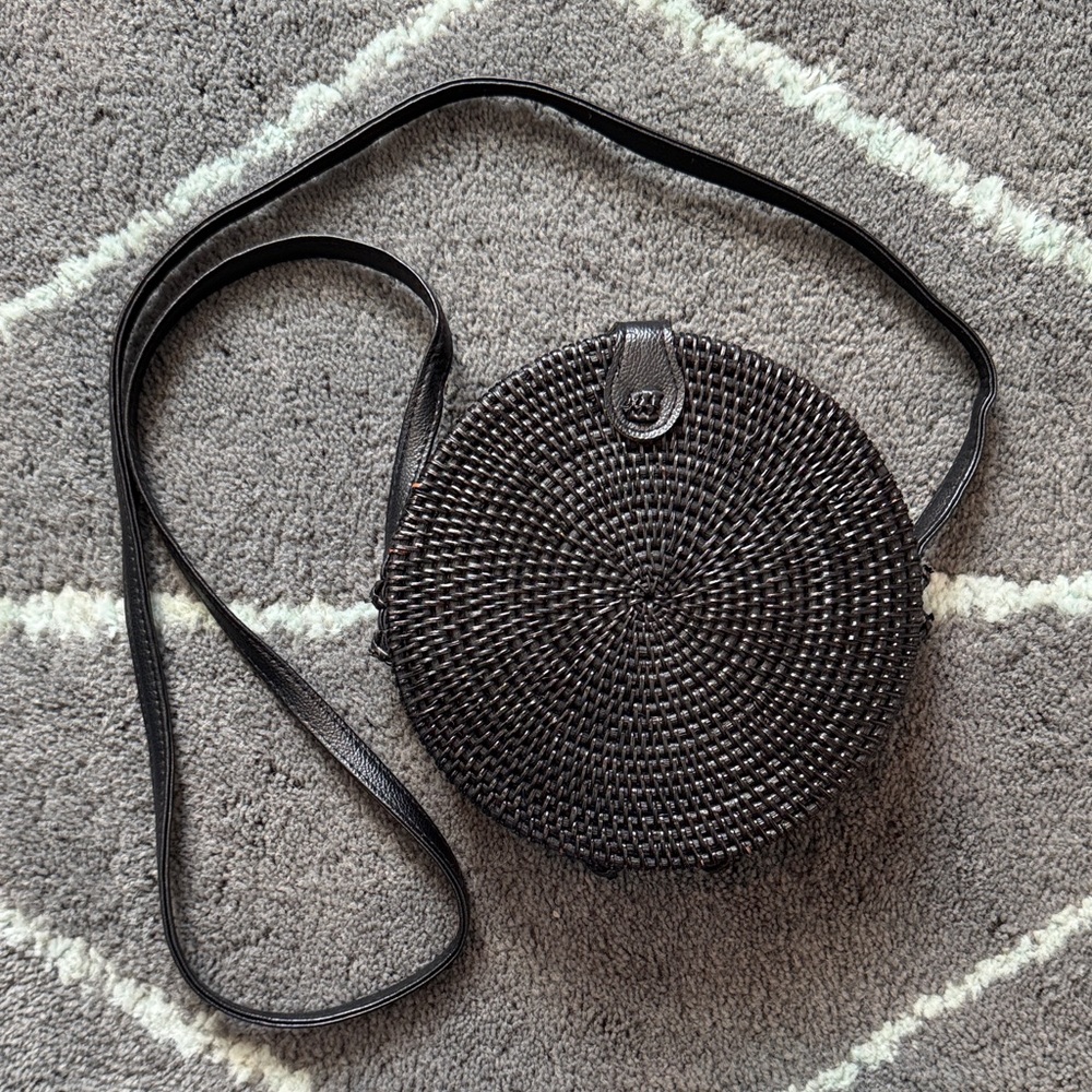 Black Crossbody Bag Woven Purse Womens